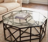 现代简约铁艺茶几钢化玻璃整装现代创意小户型咖啡桌边几圆几餐桌