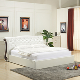 简约皮艺床拉钻真皮床白色简约现代1.8米婚床软床双人床三包到家