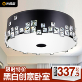 水晶LED吸顶灯饰黑白简约现代创意圆形大气客厅餐厅卧室灯具X823