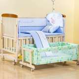 三乐实木无漆婴儿摇床宝宝床游戏摇篮床多功能可变书桌