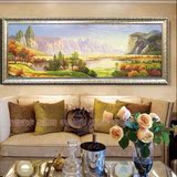 单幅风景画欧式横幅客厅沙发背景餐厅办公室酒店大堂有框油画装饰