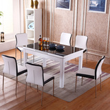 钢化玻璃方桌简约现代餐桌伸缩餐桌烤漆餐桌小户型餐桌客厅餐桌