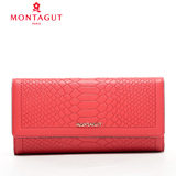 Montagut/梦特娇女士新款时尚简约牛皮手拿搭扣钱夹包长款钱包女