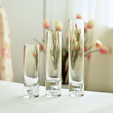 创意水晶透明玻璃花瓶圆形直筒水培富贵竹插花瓶家居装饰花器摆件
