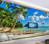 大型壁画3D立体欧式电视背景墙壁纸客厅阳台海景无缝影视墙壁画