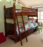 美式乡村实木儿童高低床上下铺双层床母子床子母床1.2 1.35 1.5米