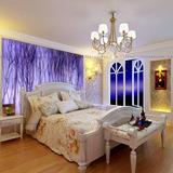 电视背景墙 紫色梦幻树林大型壁画墙纸 客厅沙发卧室装修墙画热卖