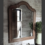 w1962美式乡村橡木实木洗手间欧式复古装饰浴室镜子落地镜壁挂镜