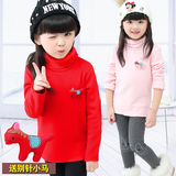 童装女童打底衫秋冬装2015新款韩版高领儿童长袖T恤衬衣加绒加厚