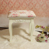 欧式现代田园白色玫瑰花梳妆凳矮凳凳子坐凳实木布艺化妆凳特价