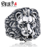 925银饰复古泰银戒指男士霸气宽指环狮头戒子个性狮子座时尚饰品