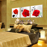 5客厅装饰画卧室床头挂画三联无框画走道墙画房间壁画浪漫红玫瑰