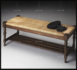 纯木元素I43美式实木床尾凳 实木玄关凳 储物卡座 休闲凳定制定做