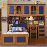 美式全实木儿童高低床子母床双层床多功能组合童床亲子书柜储物床