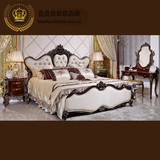 欧式布艺床双人床1.8米 高档新古典实木床法式床 卧室家具浅白色