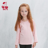 女童打底衫2016春童装儿童圆领长袖套头纯色纯棉上衣T恤J62二