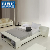 纳威 现代简约白色皮床 卧室双人床1.5m1.8米小户型真皮床BD603