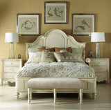 高档美式实木雕花双人床法式做旧1.8米床欧式白色宜家简约实木床