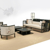 丽维拉 现代新中式客厅会议单人圈椅三人沙发卡座组合 会客沙发