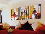 舞者沙发背景墙装饰画抽象立体画客厅简约无框画三联画 手绘芭蕾