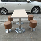 肯德基麦当劳软包固定小圆凳餐椅布艺皮艺椅子铸铁不锈钢快餐桌椅