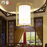 新中式铁艺吊灯 水墨荷花羊皮吊灯 田园风装饰灯 客厅餐厅茶楼