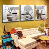 现代客厅装饰画抽象花瓶三联无框画沙发背景墙壁画卧室挂画艺术画