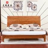 光明家具新品 现代中式简约实木家具红橡木全实木床1.8米双人床
