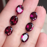 天然镁铝石榴石裸石7×9mm椭圆 紫红色戒指戒面配石彩色宝石
