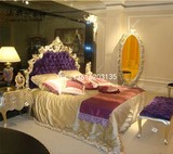 欧式实木雕花双人床新古典金银箔公主床1.81.5米婚床法式简约家具