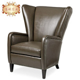 欧式 单人椅 家用 高背 沙发 客厅 休闲沙发 新古典 主人椅 皮艺