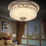 LED吸顶灯客厅圆形金色水晶灯具主卧室房间欧式锌合金水晶吸顶灯