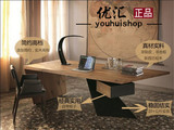 loft原木老板桌实木电脑桌铁艺创意书桌工业风复古书桌个性办公桌