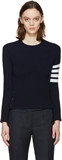 英国代购 正品 Thom Browne 舒适修身套头条纹纯羊绒针织衫 06.12
