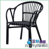 赫姆索尔 单人沙发/扶手椅(只有黑色)天然藤椅 蓝鲸家居 宜家代购