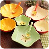 默默爱●●韩式创意彩色陶瓷碗麦片碗冰激凌碗可爱儿童家用甜品碗