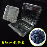 1000个包邮一次性透明塑料水果盒自动扣蓝莓盒子带盖樱桃盒125g装