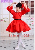 新款秋冬款女童公主裙演出服花童伴娘礼服儿童红色蓬蓬裙表演服