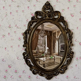 欧式仿古椭圆形浴室镜壁挂式梳妆镜卧室洗手间化妆台镜子卫生间镜