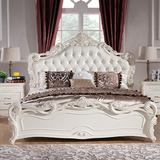 欧式双人床 实木框架真皮床 描银雕花公主床 卧室大床1.5 1.8米