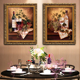 欧式静物仿真油画玄关餐厅印刷画有框装饰画挂画喷绘壁画葡萄水果