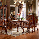 欧式餐桌 欧式实木六人餐桌饭桌 美式大理石餐台 美式新古典餐桌