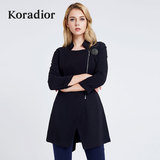 Koradior/珂莱蒂尔正品女装春款新品欧美修身不规则中长款外套瘦