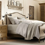 美式布床布艺床进口橡木实木床欧式床法式床1米8乡村床现货