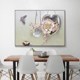 餐厅装饰画单幅无框墙画厨房饭厅玄关现代简约立体浮雕花卉3d挂画