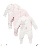 英国mothercare童装现货代购2015冬季新款女婴粉色兔子连体爬衣
