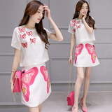 2016春季新款韩版时尚学院风两件套套装裙夏女显瘦小香风高腰短裙