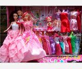 芭比娃娃套装大礼盒儿童女孩玩具屋婚纱公主衣服换装芭芘家具包邮