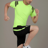速干春夏健身房运动服健身服男士跑步训练紧身衣服圆领短袖套装男