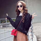 2015秋冬新款韩版大码女装宽松套头毛衣女修身短款长袖打底针织衫